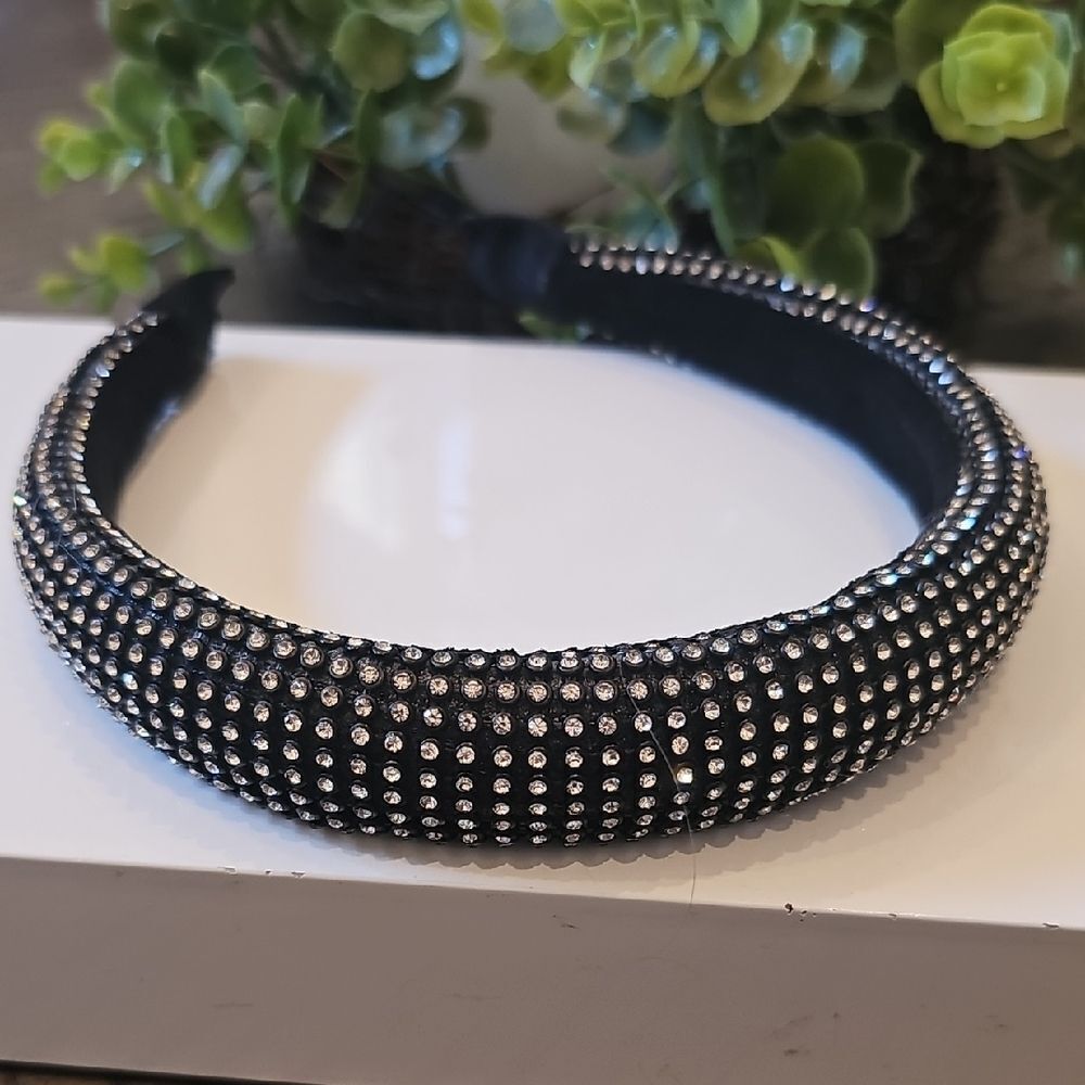 Elegant Black and Silver Studded Headband